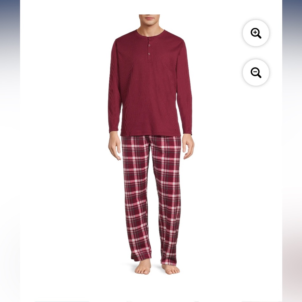 Isotoner Men's Thermal Top and Micro Fleece Pant Sleep Set, Size M